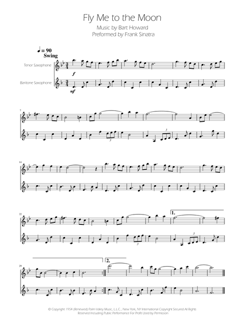 Fly Me To The Moon (In Other Words) (Arr. Ygor Nunes) - Tony Bennett (Saxophone Duet)
