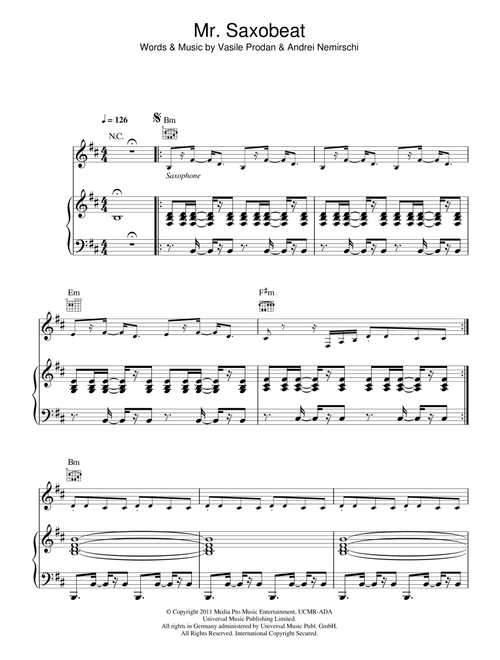 Mr Saxobeat - Alexandra Stan (Piano-Vocal-Guitar (Piano Accompaniment))