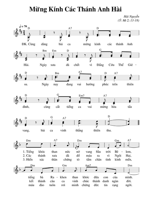 Mừng Kính Các Thánh Anh Hài - Hải Nguyễn
