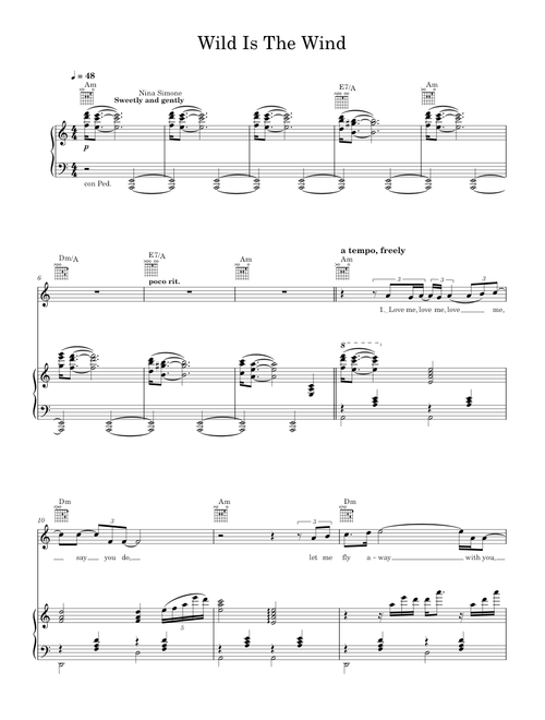 Wild is the Wind - Nina Simone (Piano-Voice-Guitar)