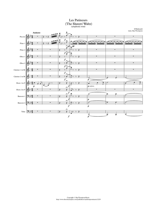Waldteufel: Les Patineurs (The Skaters' Waltz)(transposed into Bb) - symphonic wind (Arr. Ray Thompson) - E Waldteufel (Woodwind Ensemble)