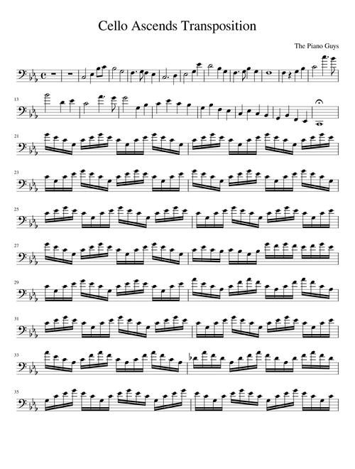Kung Fu Piano: Cello Ascends – The Piano Guys Cello Ascends Transposition for cello