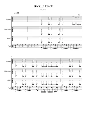 Back in Black Sheet Music and Tab for Guitar (Solo Back in Black Sheet Music and Tab for Guitar (Solo