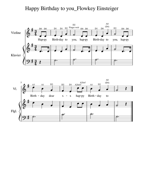 Happy Birthday to you Flowkey Beginner Violin and Piano