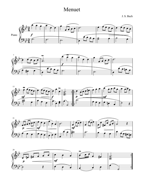 J S Bach Menuet in G Moll