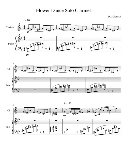 Flower Dance DJ Okawari - Bb Clarinet