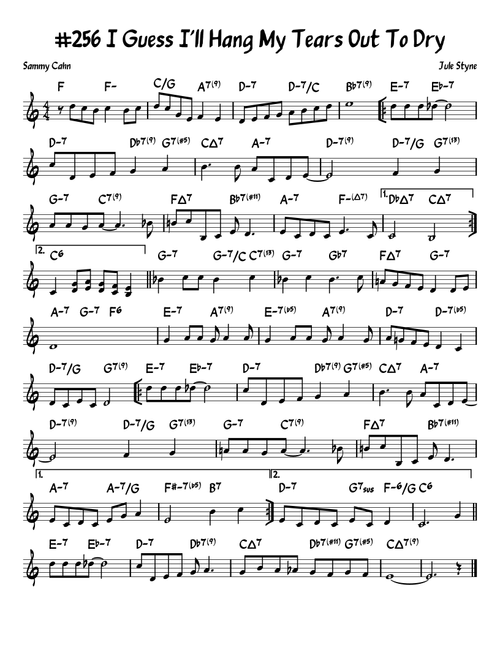 I Guess I'll Hang My Tears Out To Dry (Arr. John Fries) - Dexter Gordon (Lead Sheet - Fake Book)