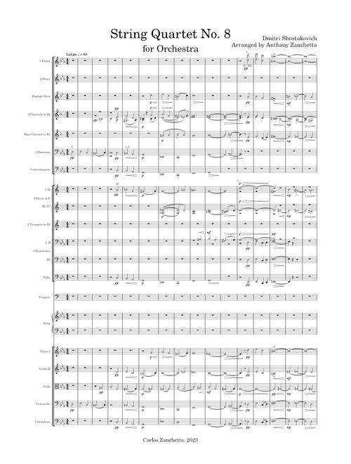 String Quartet No. 8, Shostakovich, Arranged for Orchestra - Mvt. I