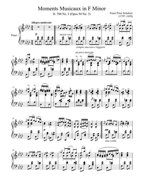 Moments Musicaux D. 780 No. 3 in F Minor