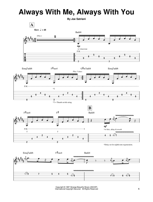 Always With Me, Always With You - Joe Satriani (Guitar Tab Play-Along)