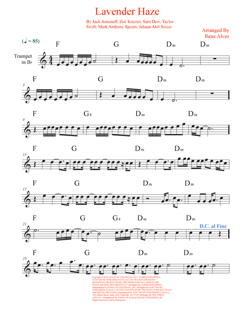 Lavender Haze (Arr. Rene Alves) - Taylor Swift (Trumpet Solo)
