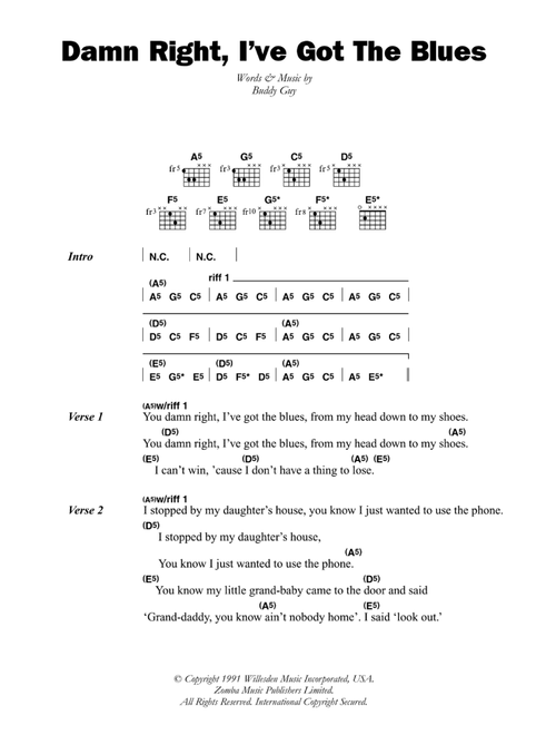 Damn Right, I've Got The Blues - Buddy Guy (Guitar Chords-Lyrics)
