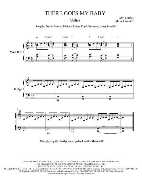 There Goes My Baby (Arr. Music Greatness) - Usher (Piano Solo)