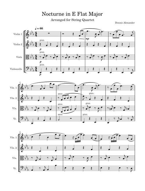 Nocturne in E Flat Major String Quartet