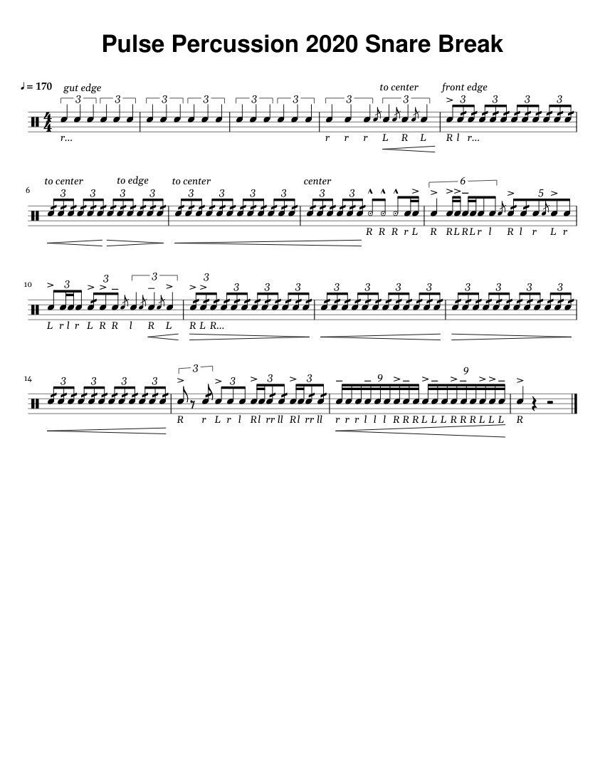 Pulse Percussion 20' Snare Break Sheet music for Snare drum (Solo