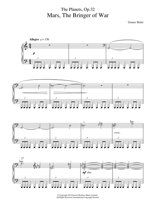 The Planets, Op. 32: Mars, the Bringer of War - Gustav Holst (Piano Solo)