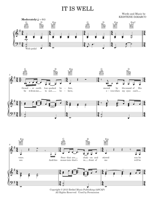 It is well - Bethel Music (Piano-Vocal-Guitar)