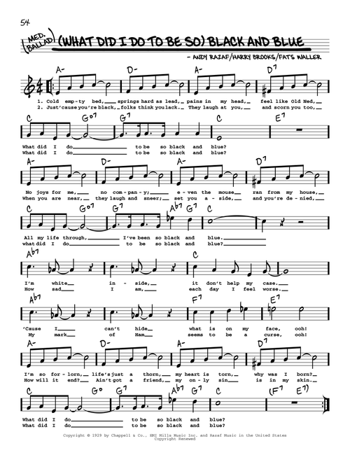 (What Did I Do To Be So) Black And Blue (arr. Robert Rawlins) - Fats Waller (Real Book - Melody-Chords-Lyrics)