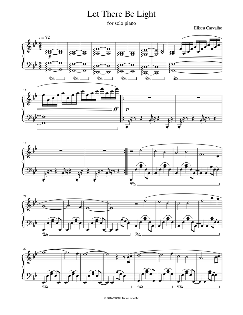 Let There Be Light Sheet Music for Piano (Solo) | MuseScore.com