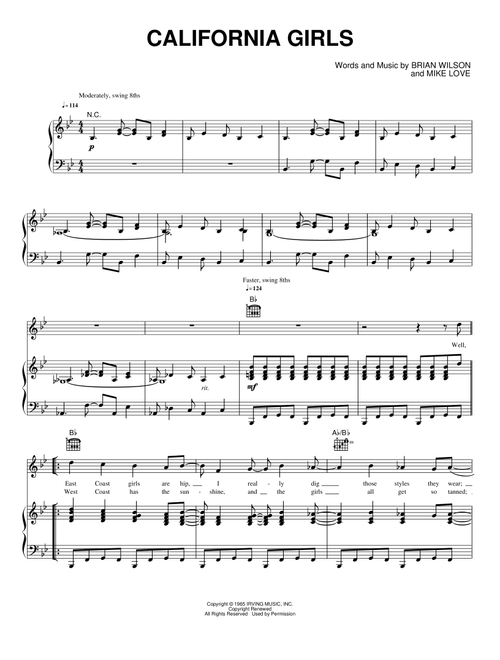 California Girls - The Beach Boys (Piano-Vocal-Guitar)
