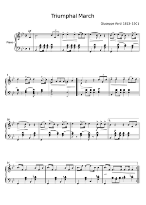 Grand March from the opera AIDA by Giuseppe Verdi Sheet Music with