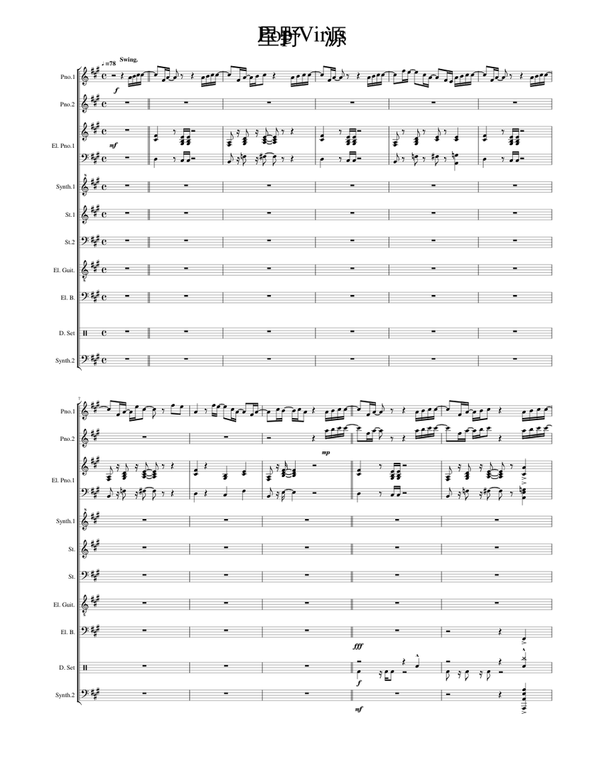 Pop_Virus Sheet music for Piano, Guitar, Bass guitar, Drum
