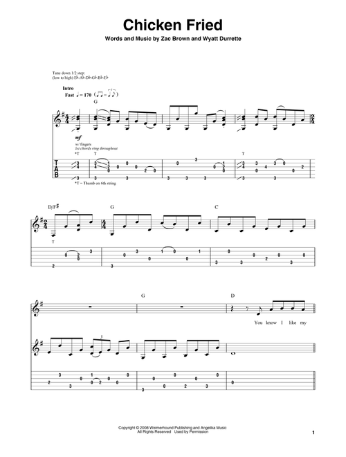 Chicken Fried - Zac Brown Band (Guitar Tab Play-Along)
