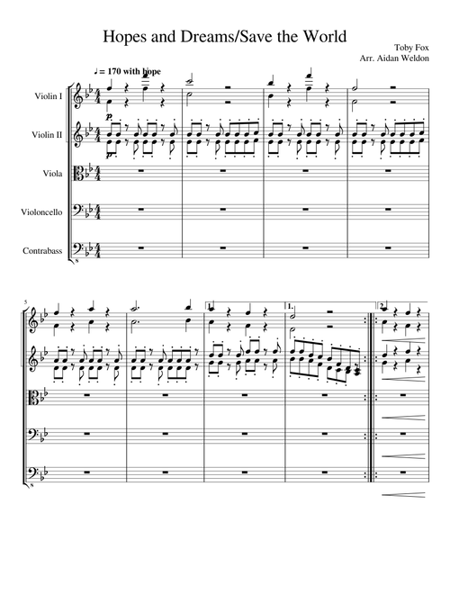 Hopes and Dreams/Save the World for string orchestra