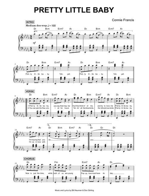 Pretty Little Baby - Connie Francis (Piano)