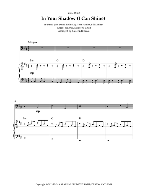 In Your Shadow I Can Shine (Arr. Kaiserin Rebecca) - Tokio Hotel (Cello and Piano)