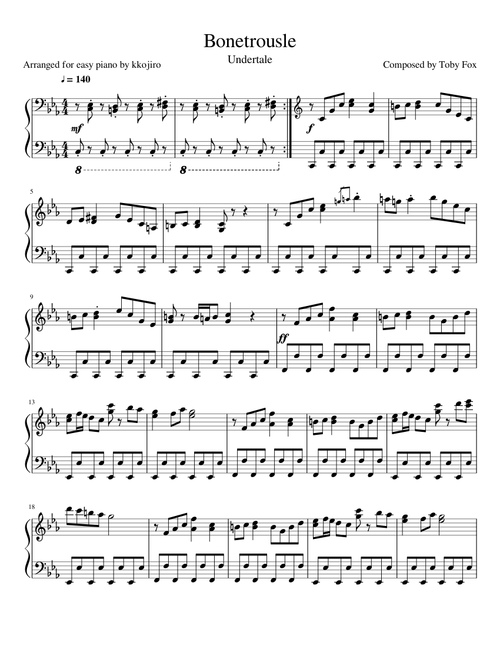 Bonetrousle for easy piano