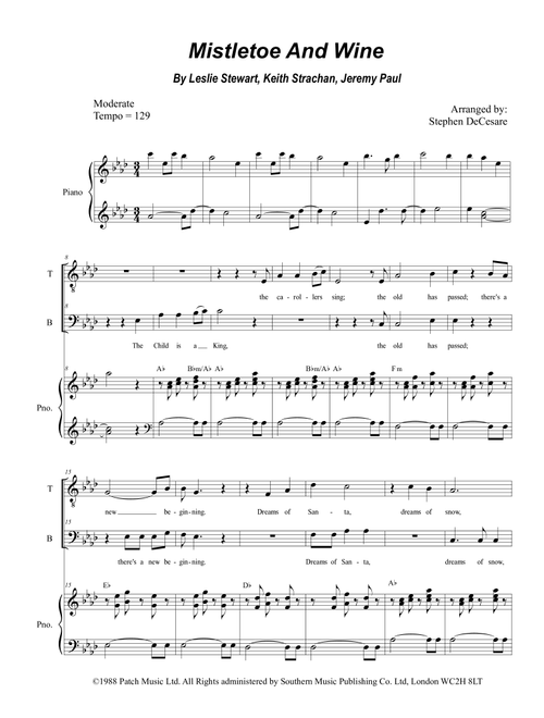 Mistletoe And Wine (Arr. Stephen DeCesare) - Keith Strachan, Jeremy Paul, Leslie Stewart (Voice Duet and Piano)