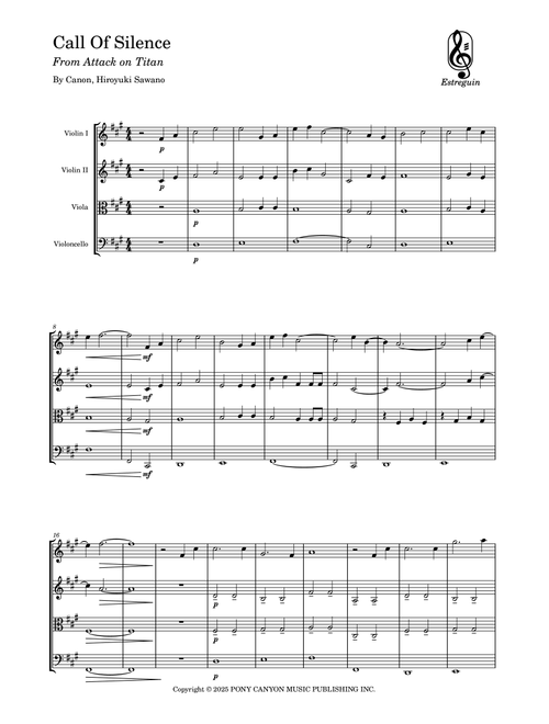 Call Of Silence (Arr. Estreguin) - Hiroyuki Sawano (String Quartet)