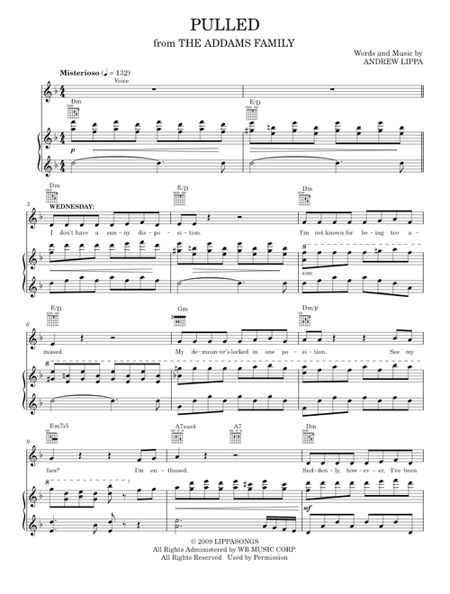 Pulled (from The Addams Family Musical) - Andrew Lippa, The Addams Family Musical (Piano-Vocal-Guitar)