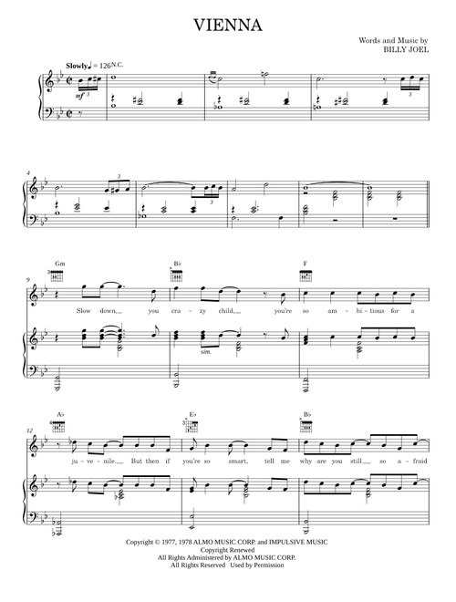 Vienna - Billy Joel (Piano-Vocal-Guitar)