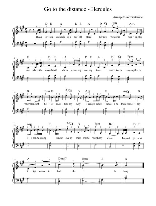 Go the Distance - Hercules (easy piano)
