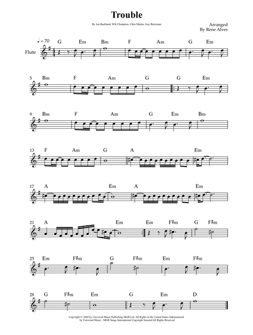 Trouble (Arr. Rene Alves) - Coldplay (Flute Solo)