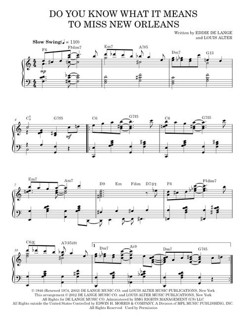 Do you know what it means to miss new orleans - Louis Armstrong (Piano Solo)