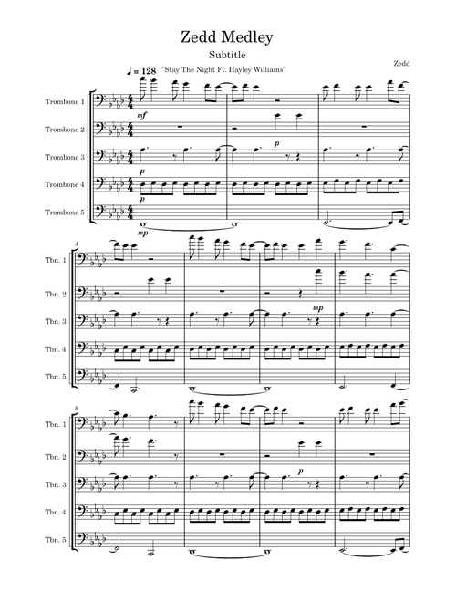 Zedd Medley for Trombone