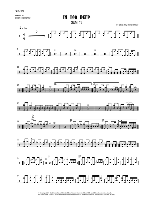 In Too Deep (Arr. Robert Schoosleitner) - Sum 41 (Drums)