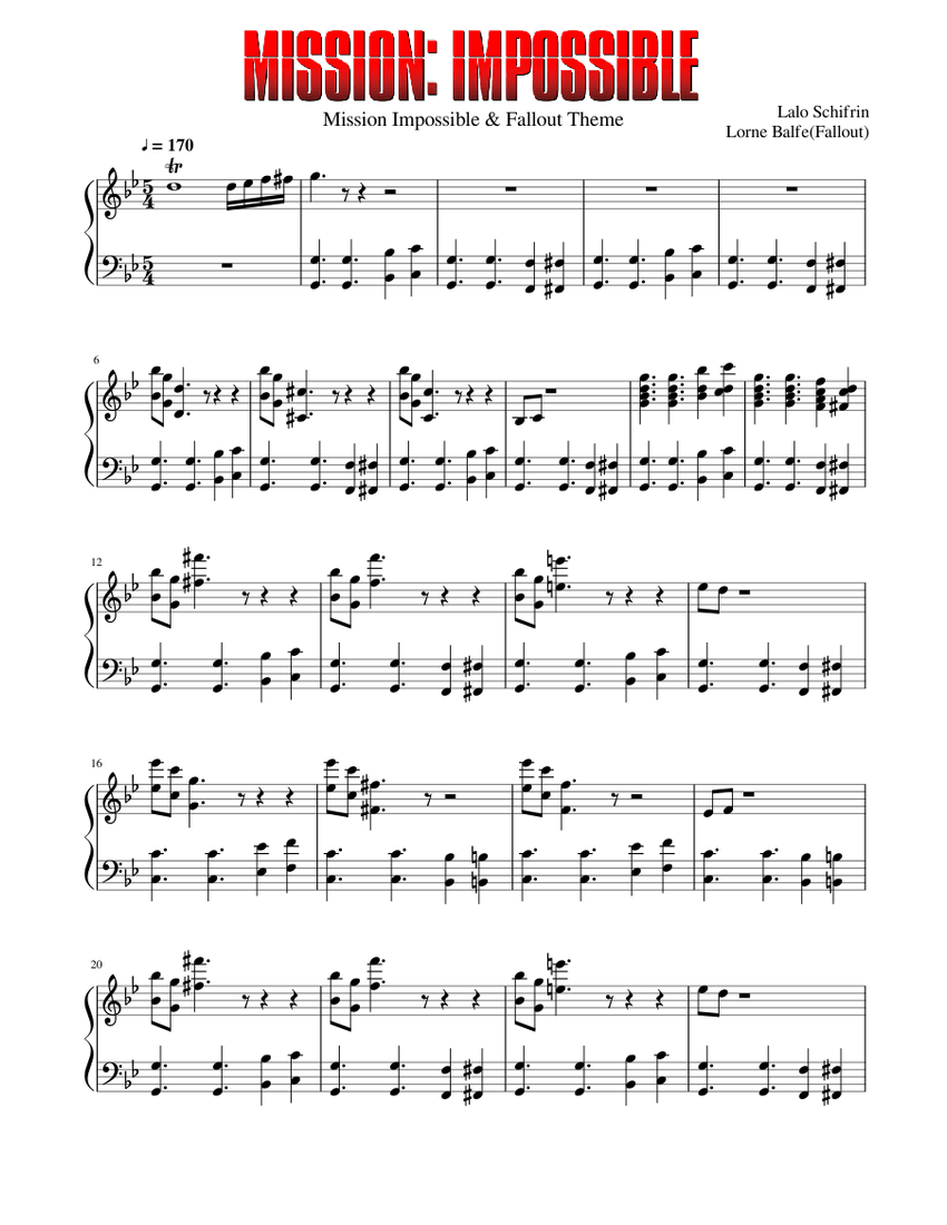Mission Impossible - Extended Sheet music for Piano (Solo ...