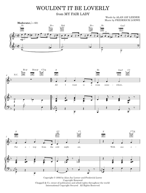 Wouldn't It Be Loverly - Julie Andrews, Lerner & Loewe, My Fair Lady Musical (Piano-Vocal-Guitar)