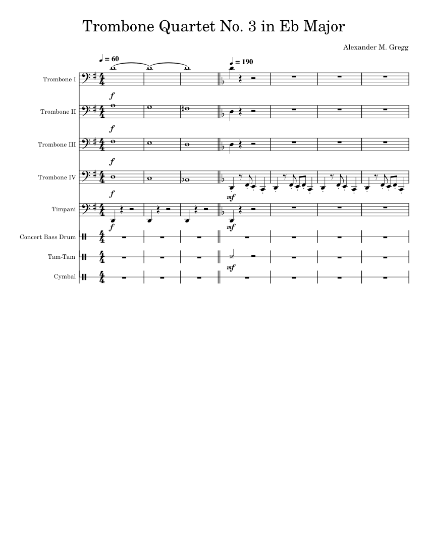 Trombone_Quartet_No._3_in_Eb Major Sheet music for Trombone, Trombone