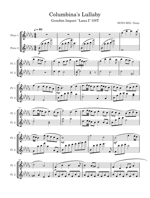 Lullaby of the New Moon (I): Somnias a Luna – HOYO-MiX Flute Duet