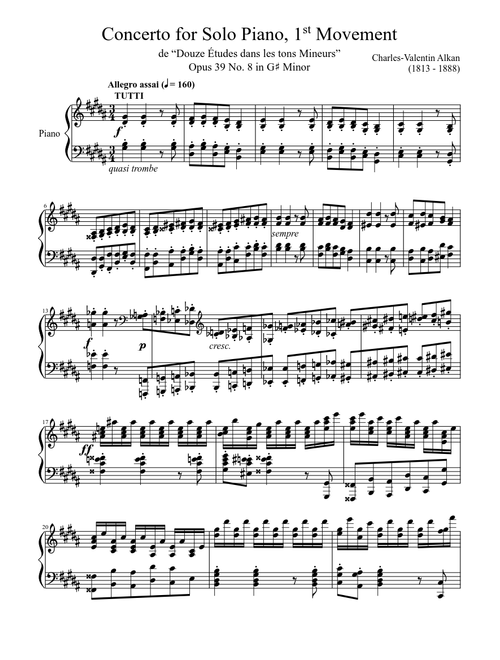 Concerto for Solo Piano, 1st Movement Opus 39 No. 8 in G♯ Minor