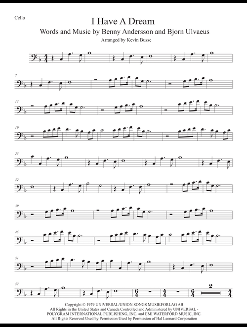 I Have A Dream (Arr. Kevin Busse) - ABBA (Cello Solo)