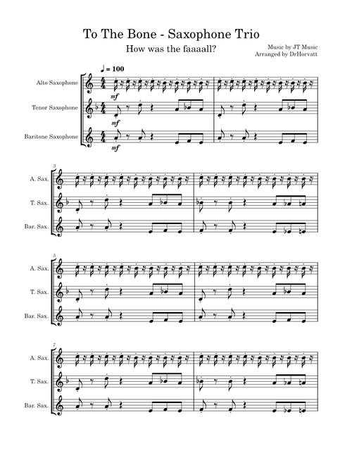 To The Bone – JT Music -- Saxophone Trio