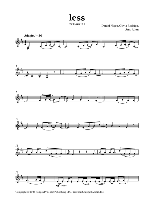 Less (Arr. Caio Costa) - Olivia Rodrigo (French Horn Solo)