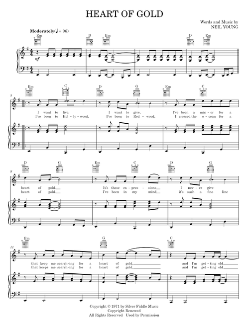Heart of gold - Neil Young (Piano-Vocal-Guitar)