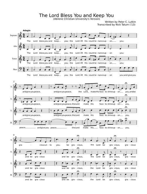 The Lord Bless You and Keep You (Abilene Christian University's Version)
